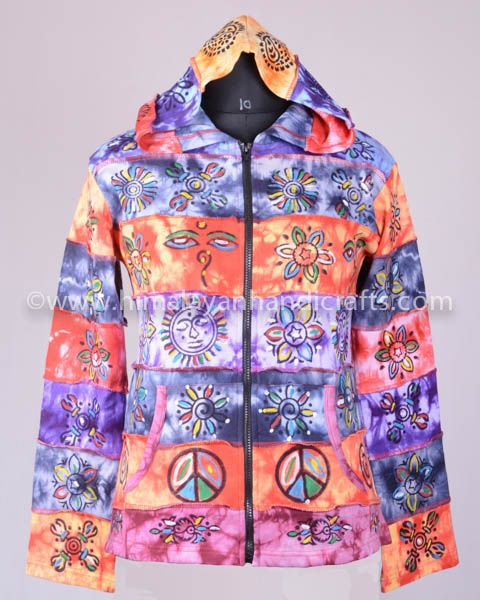 boho nieuw Made in Nepal etnic fleece jas XL 100% wol unisex Kleding Dameskleding Hoodies & Sweatshirts Hoodies hippie 